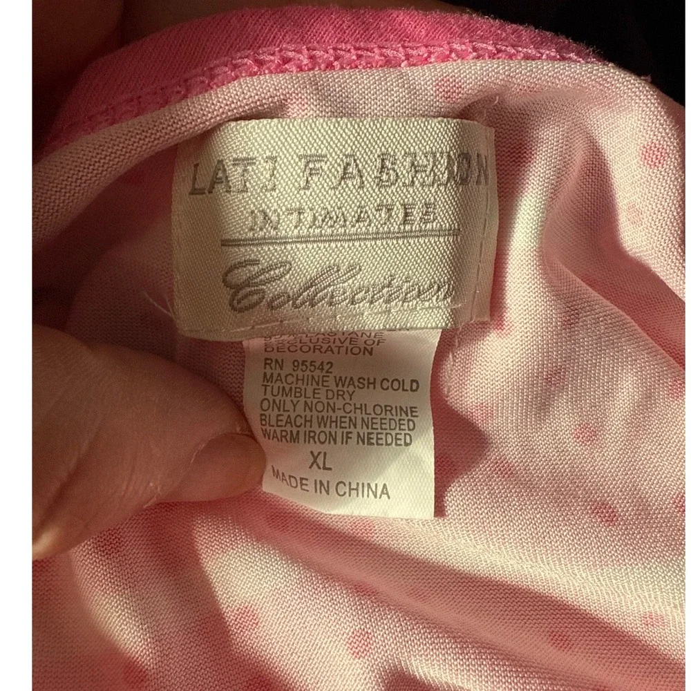 Lati Fashion Womens XL Panda Give Me‎ A Hug Sleepshirt Nightgown Pink Striped